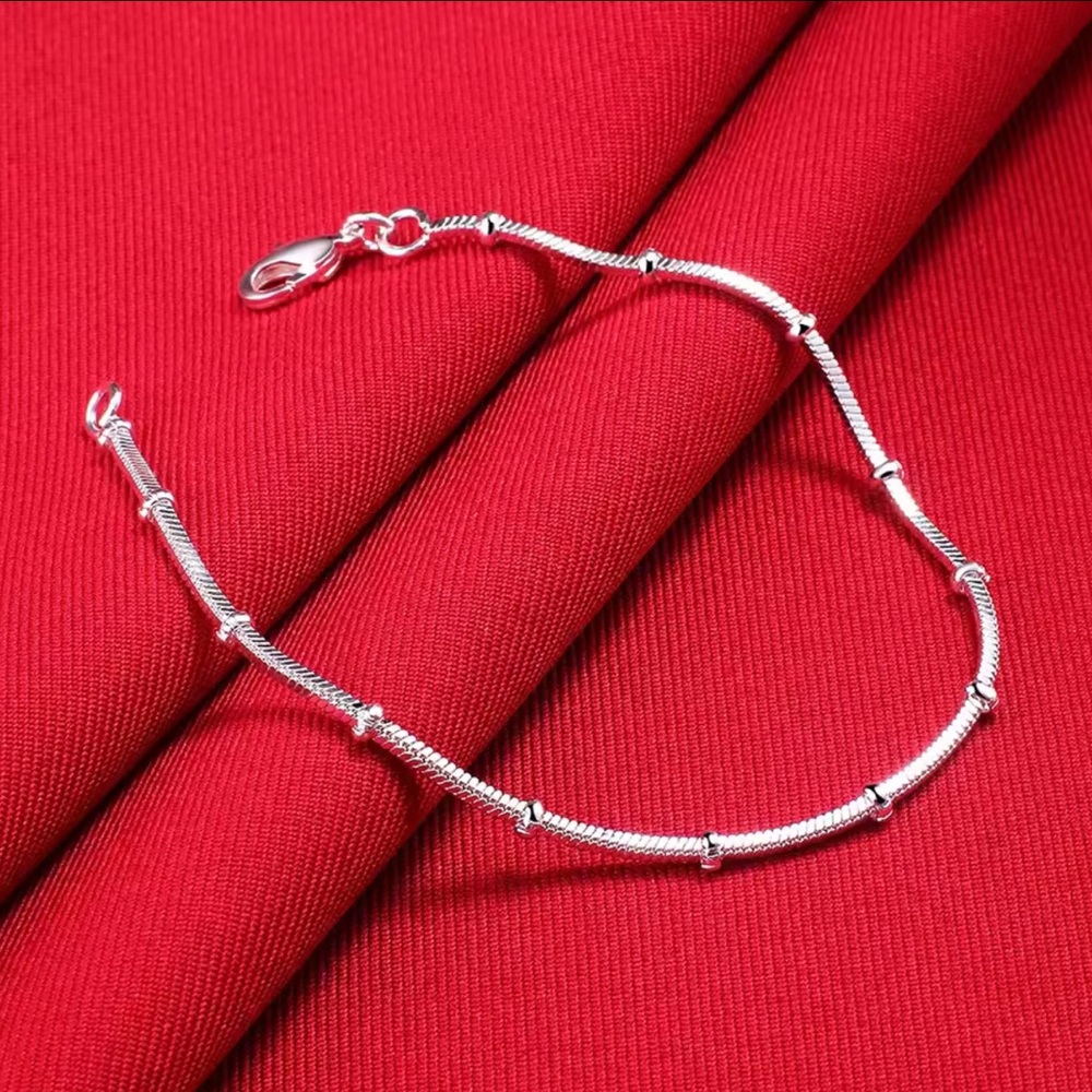 Sterling Silver Beaded Snake Chain Bracelet